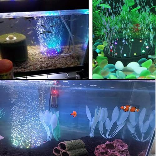 Miniatura 6 de 3.6 pulgadas 9 luces LED de burbujas de acuario, piedra de aire sumergible, para tanque de peces sumergible, lámpara de burbuja de aire para
