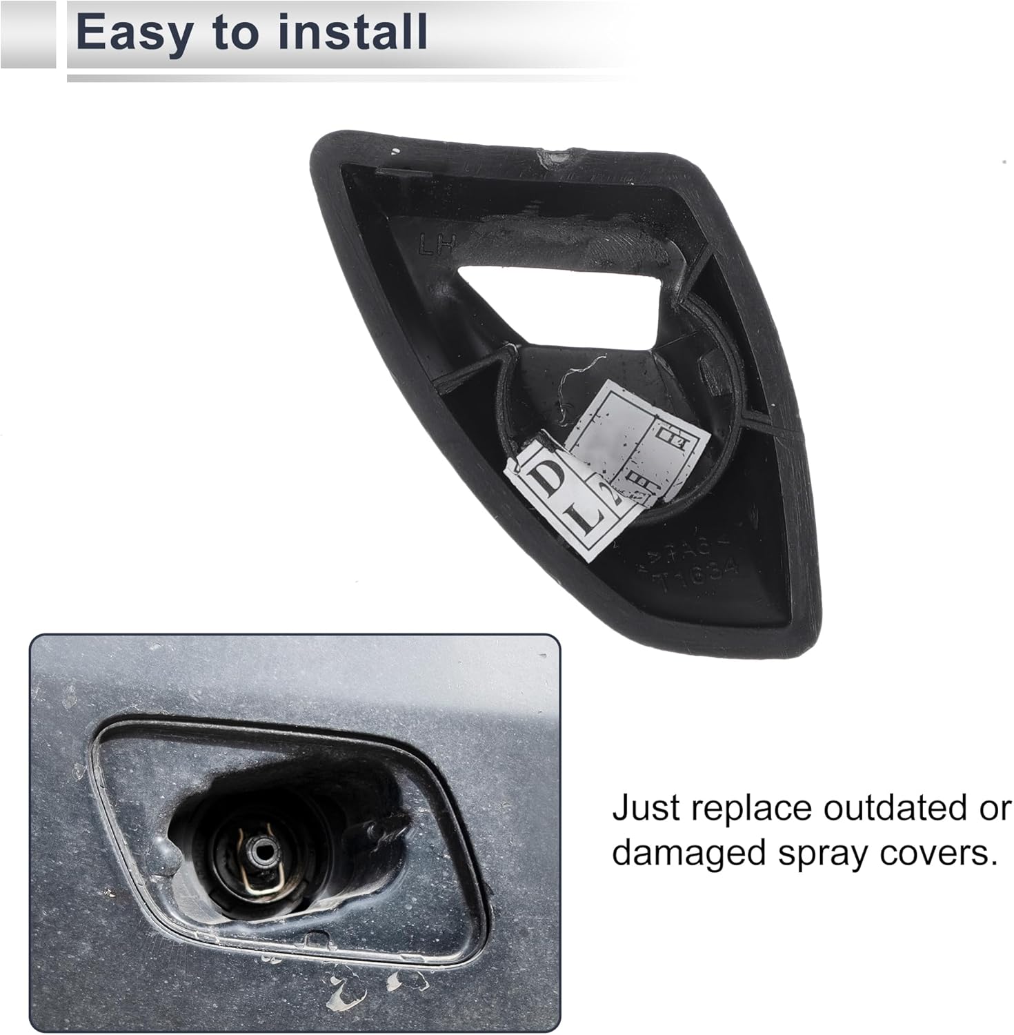 Front Left Side Bumper Headlight Washer Nozzle Cover Cap for Cadillac CTS 2008-2014 Bumper Trim Nozzle Cover No.25793667 Unpainted 1 Pcs