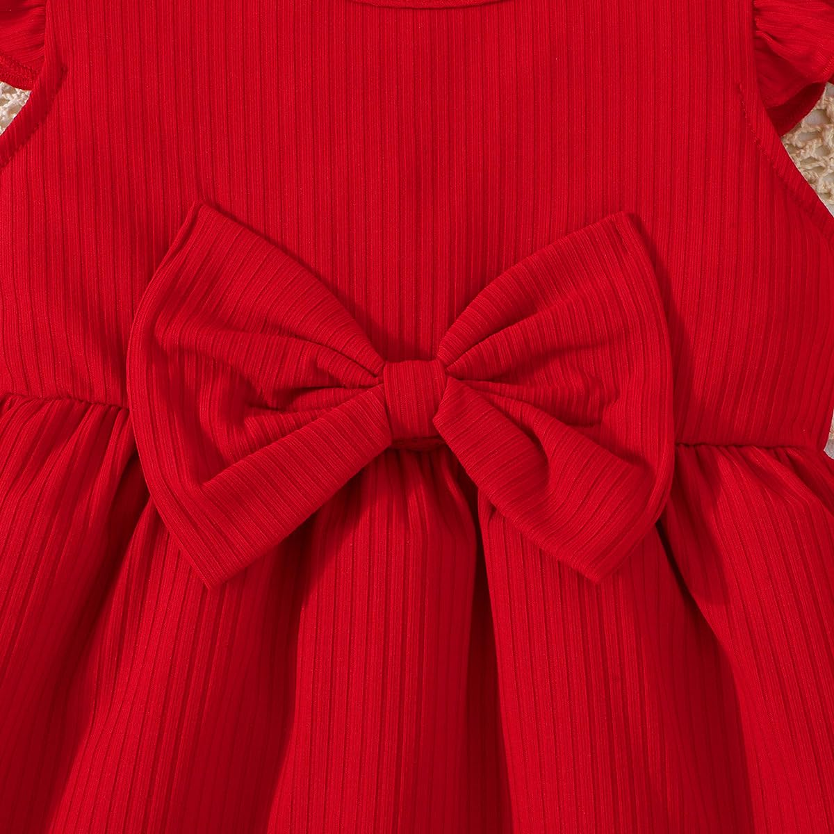 Vestido Verano Para Niña con Estampado de Mariposas Lazo Volantes sin Mangas Bonito Vestido de Lunares Para Niña - 4