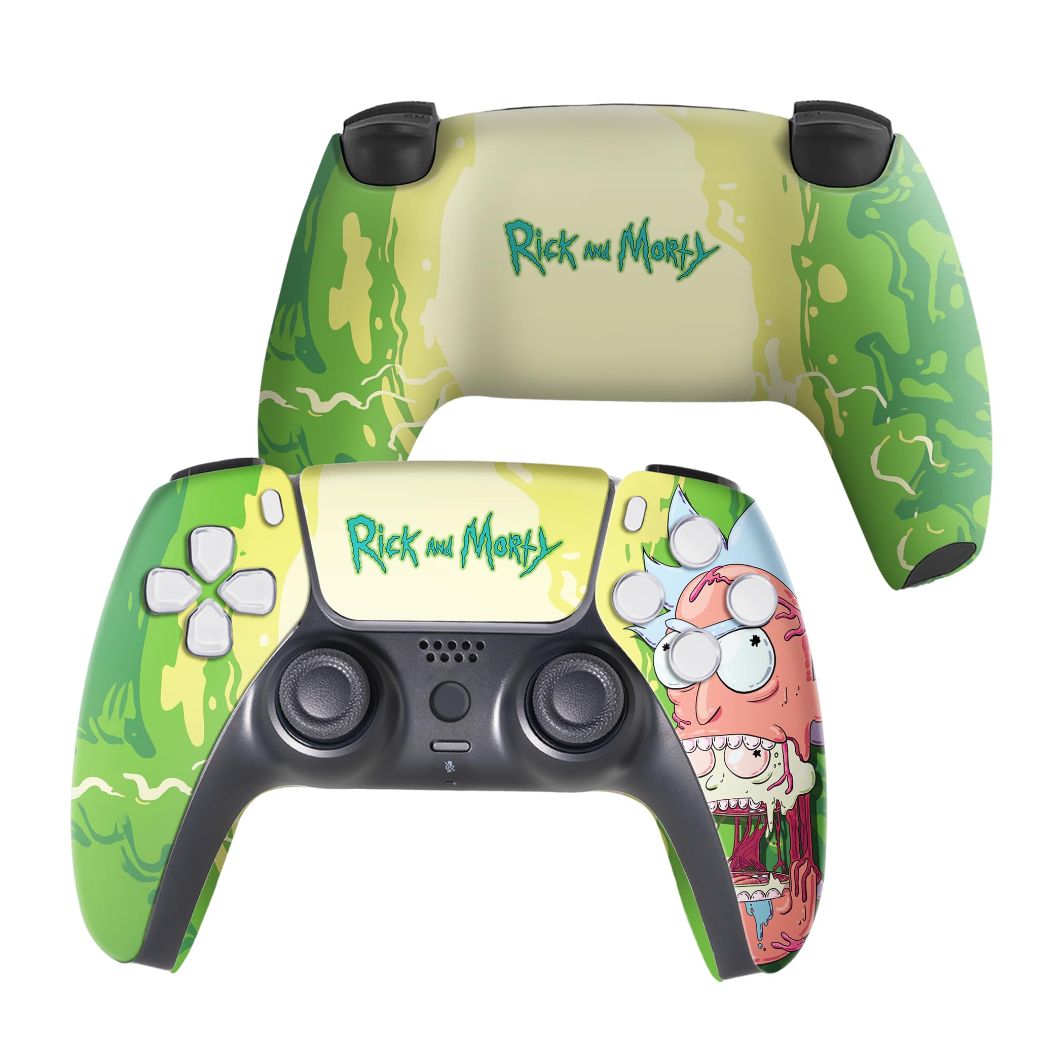 Riccky Mortty Contrôleur PS-5 personnalisé sans fil compatible avec la console Play-Station 5 par BCB Controllers | Fièrement personnalisée aux États-Unis avec impression HYDRO-DIP permanente (pas