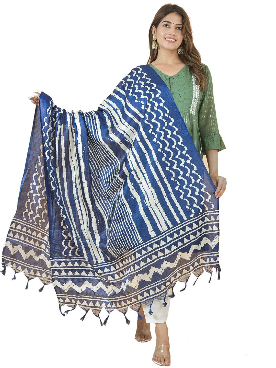 Silk Blend M 10 Kalamkari Print Dupatta For Women,Pack of 1-image-21