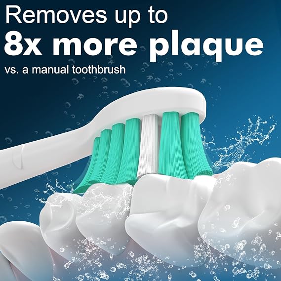 Replacement Toothbrush Heads Compatible with Philips Sonicare Protectiveclean C1 C2 4100 5100 6100 9024 6250, White, 10 Sonic Electric Brush Head (Green White, Medium)