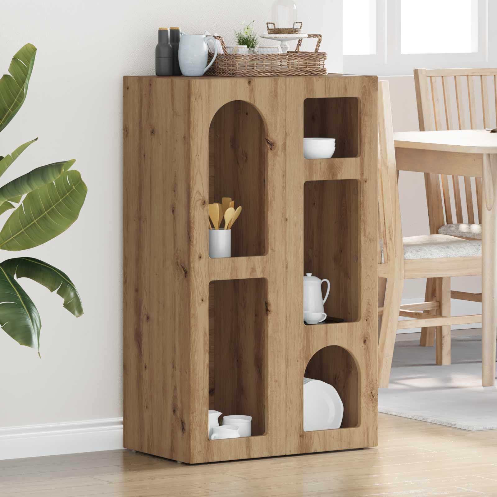 Générique Nowoczesny bufet do przechowywania 100 cm drewno inżynieryjne, meble do salonu z półkami, minimalistyczny prostokątny design