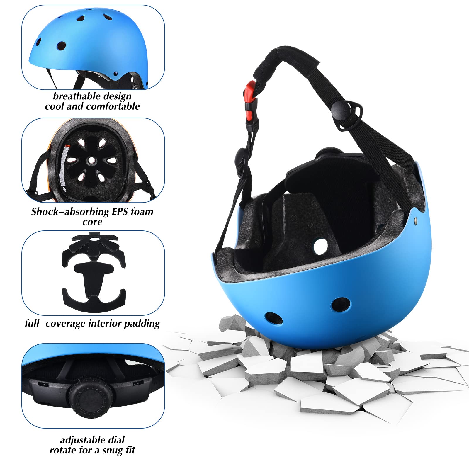 Paquete de 4 cascos ajustables para niños de 3 a 8 años de edad, con certificación CPSC, para niños y niñas, monopatín, bicicleta, scooter, ciclismo, equitación, deportes (colorido) 4