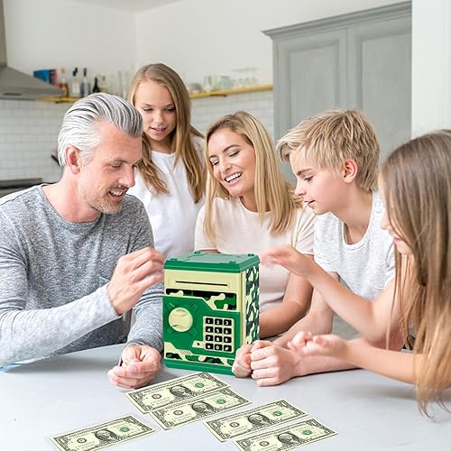 Miniatura 2 de Alcancía electrónica, mini cajero automático contraseña banco de dinero en efectivo caja de ahorro para niños, caja de banco segura de dibujos