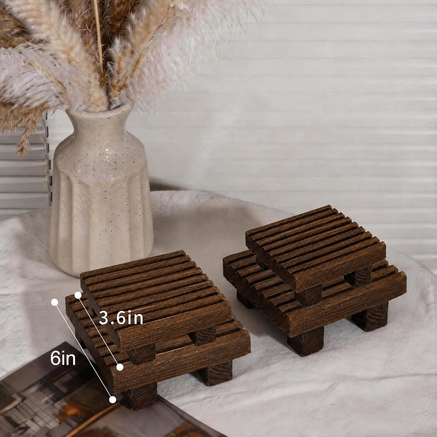 Klunk Wooden Risers, Wood Bathroom Tray & Kitchen Counter Riser, Set of 3 image 5