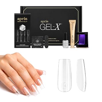 Apres Mini Gel-X Starter Kit At-Home Salon Quality Soft Gel Nail Extension Kit with LED Lamp | 70 Nail Tips 14 Sizes, Extend Gel Fixe, Prep & Mini Curing Light