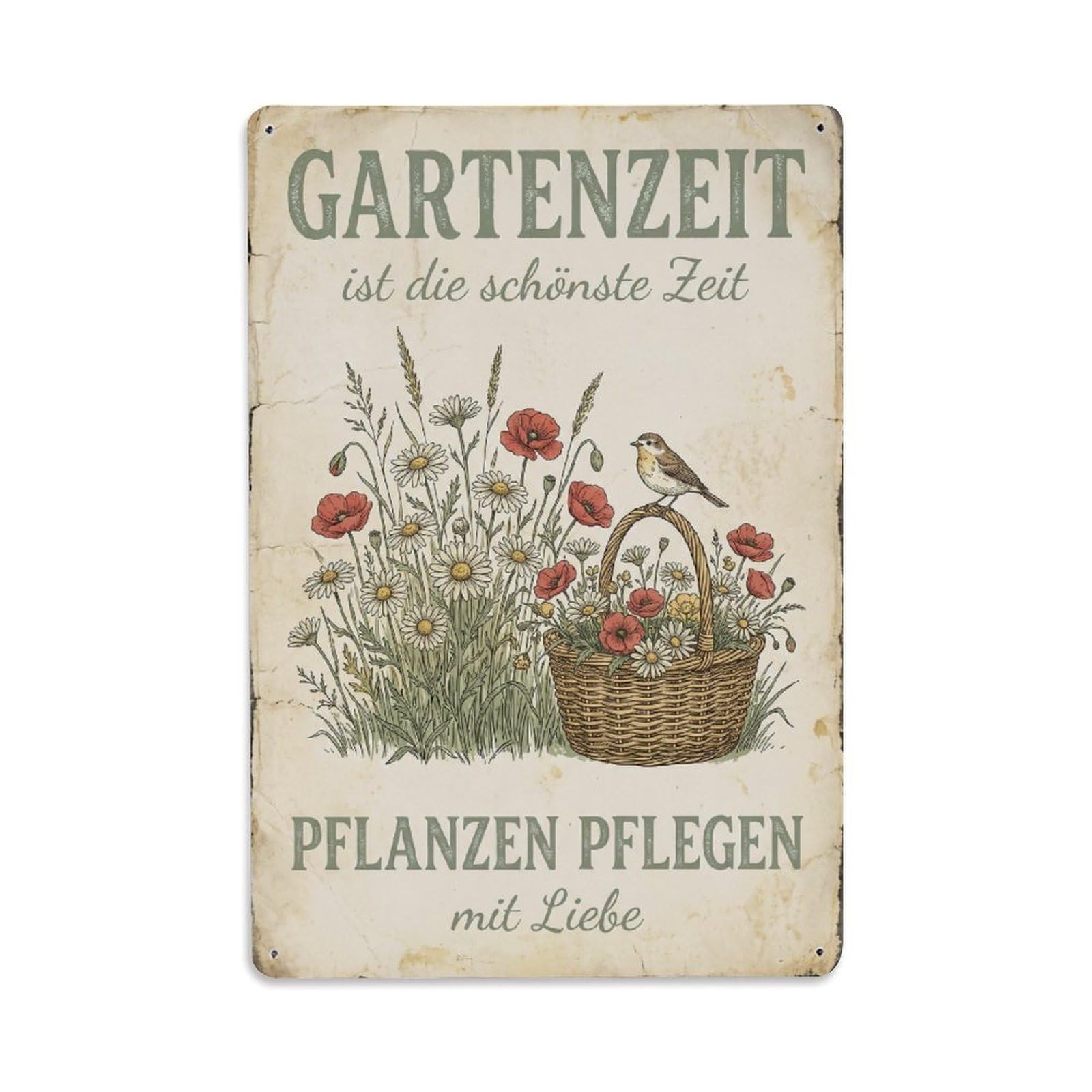 Vintage Funny Garden Most Beautiful Time Rustic Gate Meadow Metal Tin Sign