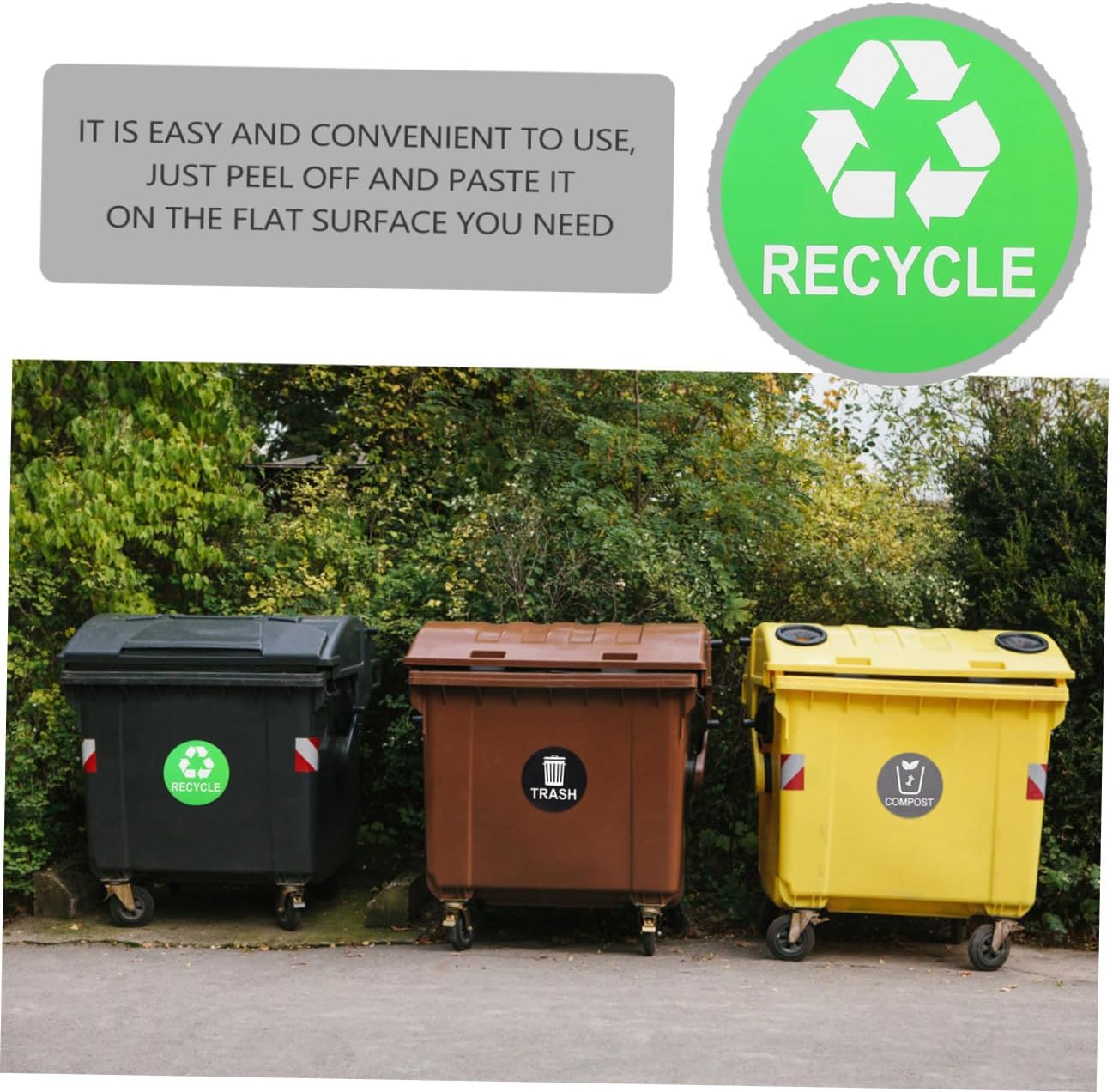 NUOBESTY 9pcs Trash Can Recycling Stickers Self-Adhesive Waste Sorting Labels for Easy Garbage Classification Design
