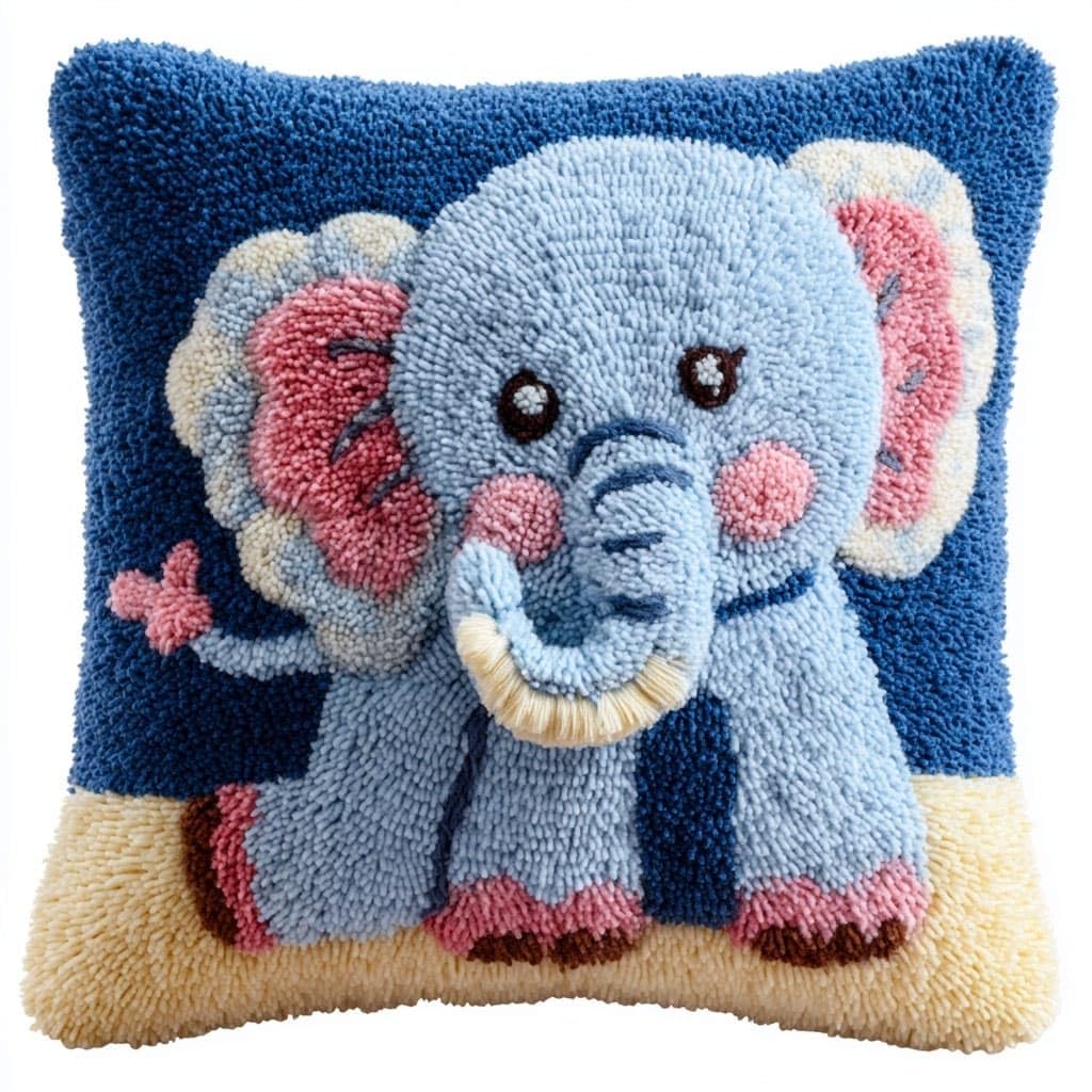 Henypt DIY Latch Hook Cushions Kits Elephant