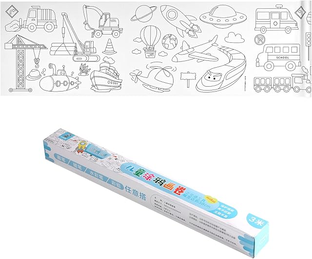 Rolka do Rysowania Dzieci, Rolka Papieru do Rysowania 300 cm dla Dzieci Recznie Malowany Obrazek i Papier do Kolorowania Dzieci Wczesna Edukacja (Transport)