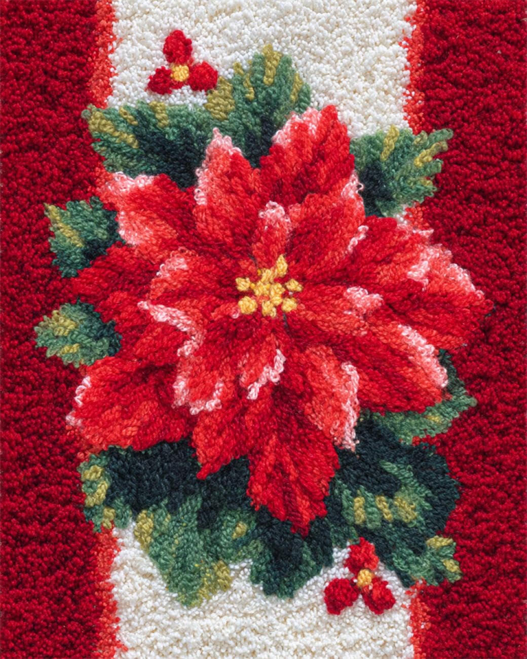 AxiangziK DIY Latch Hook Rug Kits Red Christmas Flowers DIY Rug Making Kits for Aldult Tapestry Set Embroidery Carpet Doormat Gift 31x45in