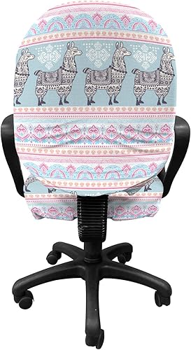 Miniatura 2 de Ambesonne Llama - Funda para silla de oficina con bordes horizontales con motivos de alpaca y adornos folclóricos funda protectora elástica