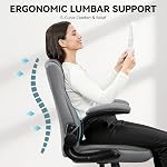 Brick Attic Office Chair Leather Desk Chair, Ergonomic PU Computer Chair with Adjustable Armrests and Back Support, Home Office Office Chair Reclining Gaming Chair for Adults Short People Use, Black