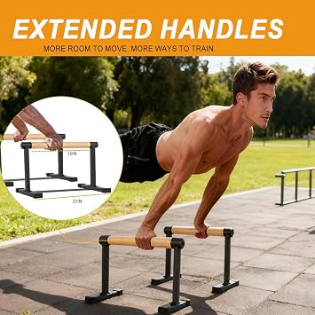 Height Adjustable Multi-functional Power Tower Pull Up Bar Station &Wooden Parallel Bars