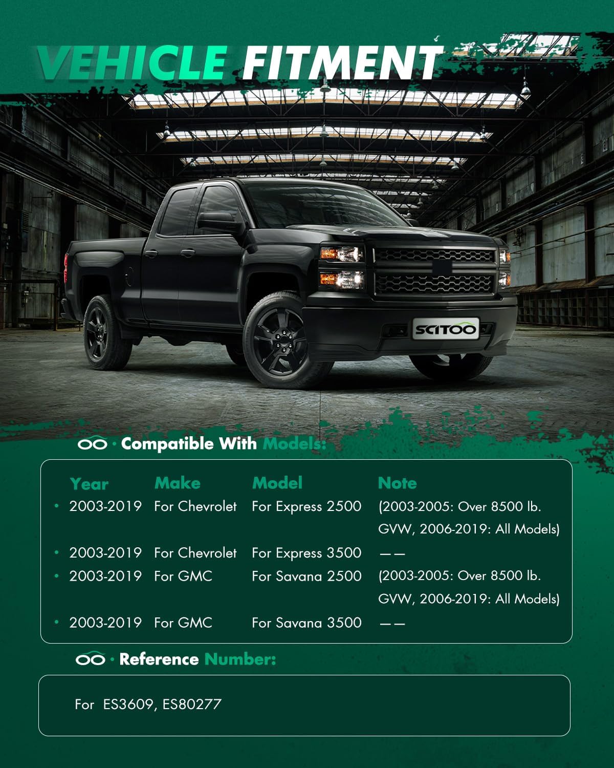 SCITOO 4pcs Front Suspension Kit For Chevy Express 2500 2003-2019 For Chevy Express 3500 2003-2019 For GMC Savana 2500 2003-2019 For GMC Savana 3500 2003-2019 (w/Inner Outer Tie Rod End)