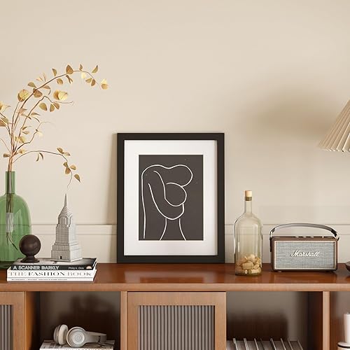 Vista 125 de KINLINK Marco de fotos A4 natural, de madera maciza con plexiglás acrílico para fotos A5 con paspartú o A4 sin paspartú, marco de fotos para mesa