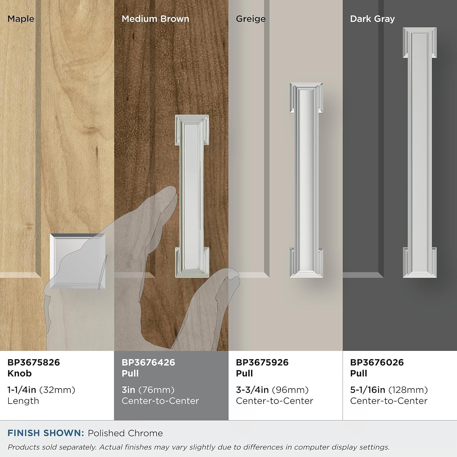 Amerock | Cabinet Pull | Polished Chrome | 3 inch (76 mm) Center to Center | Appoint | 1 Pack | Drawer Pull | Drawer Handle | Cabinet Hardware