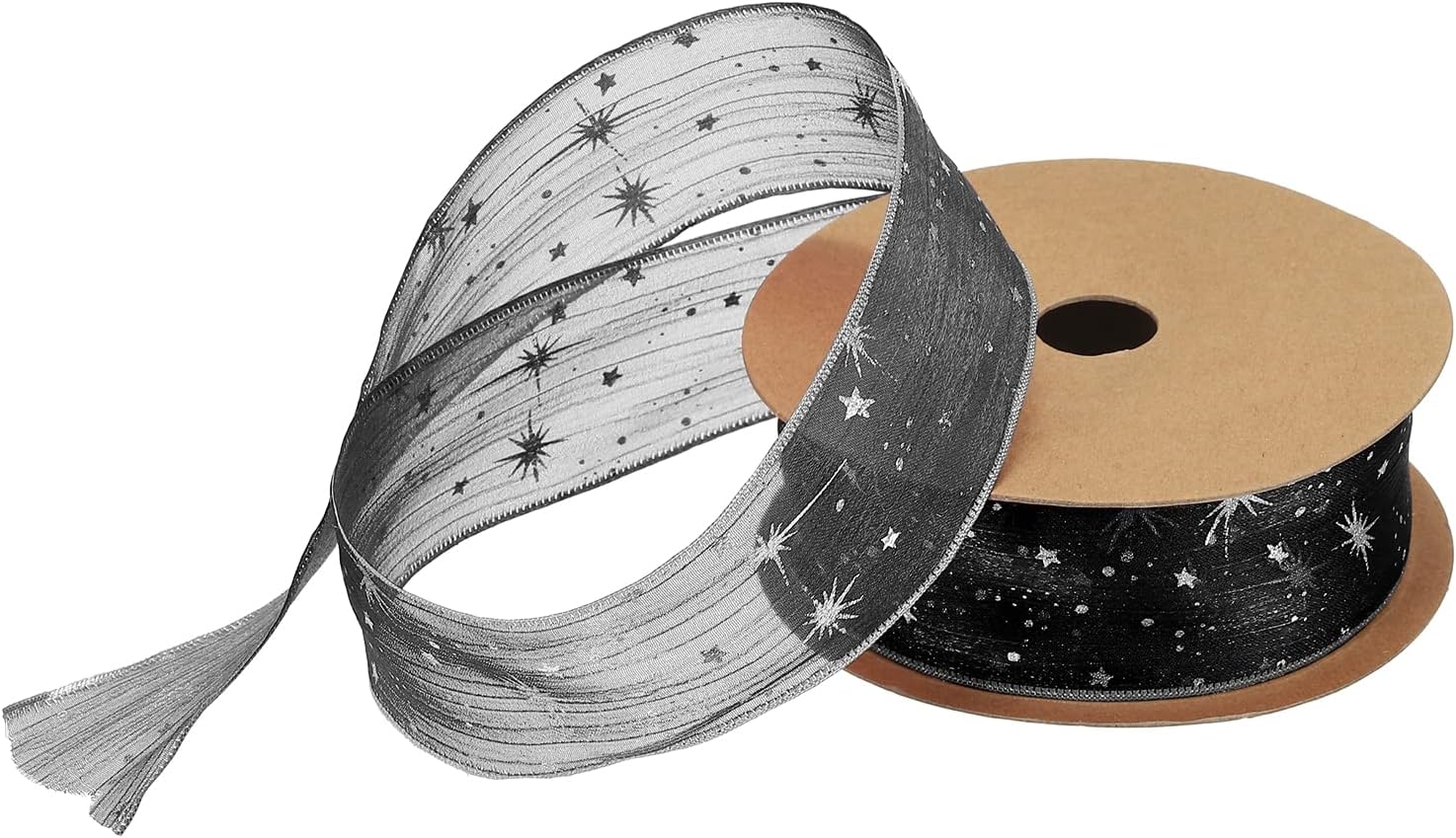 MECCANIXITY 1.5 Inch 20 Yard Star Organza Sheer Ribbon Sparkly Snow Yarn Ribbon Lavender Purple for Gift Wrapping Cake Box Bow Wedding Bouquet Christmas