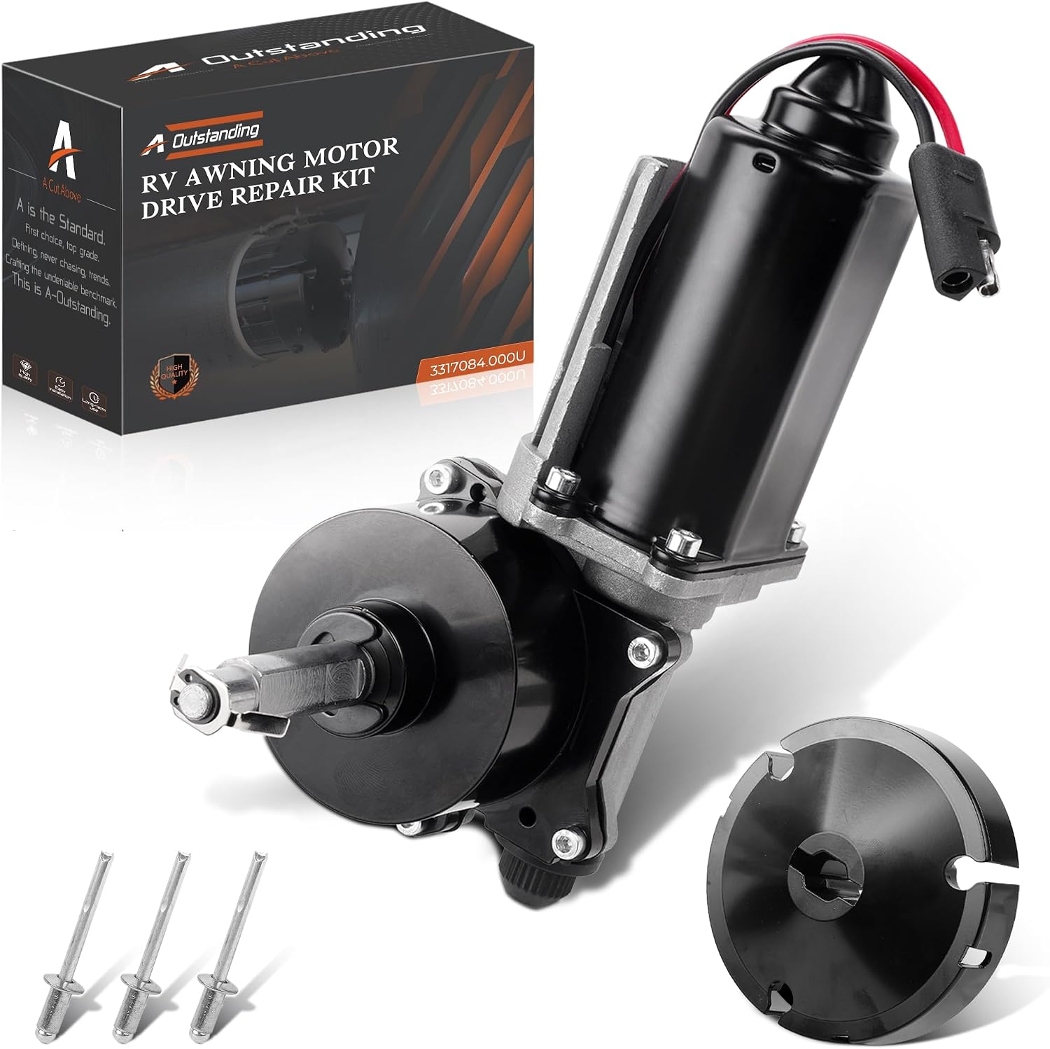 3317084.000U RV Awning Motor Drive Repair Kit Assembly, Compatible with Dometic 9200 Series Power Awnings, Replaces 3316605.001 3316605.017, Black