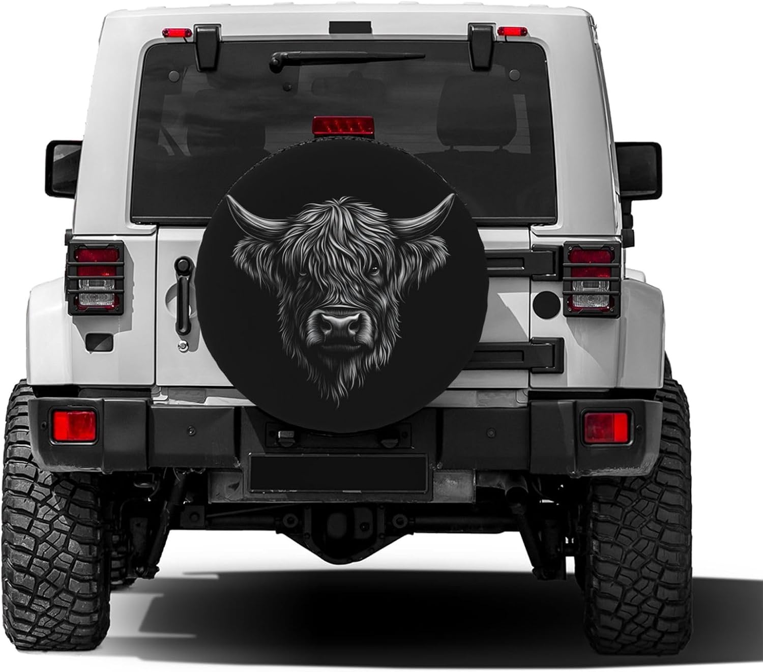 Highland Cow Black Spare Tire Cover Dust-Proof Wheel Tire Cover Fit Trailer, RV, SUV and Many Vehicle 17 Inch