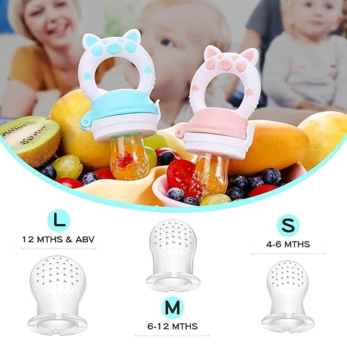 Miniatura 6 de Chupete alimentador de frutas para bebés, chupetes de dentición fresca, juguete mordedor de dentición de frutas para bebés de 3 a 24 meses, 6 bolsas