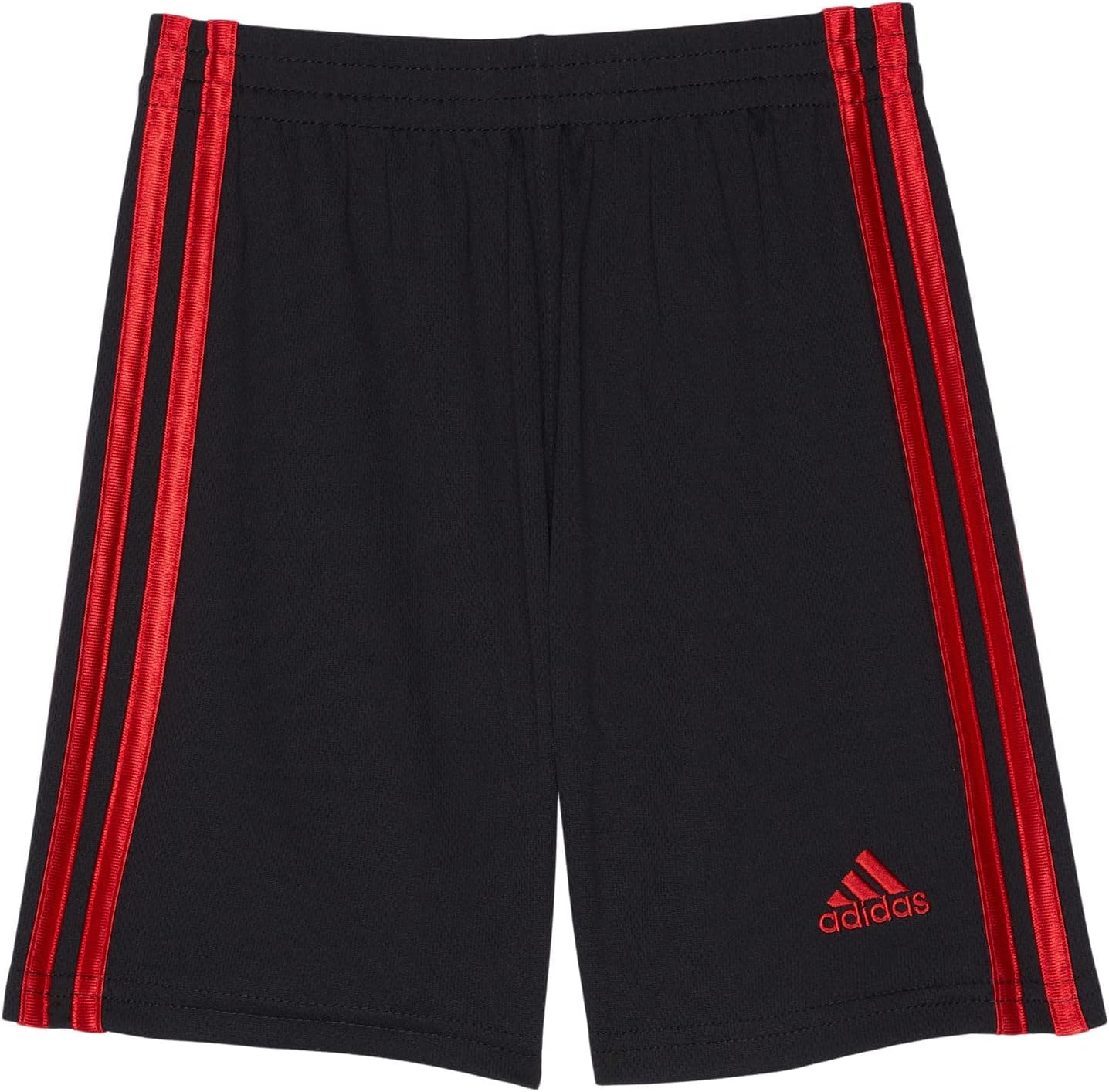 Adidas Boys' Elastic Waistband Classic 3-Stripes Shorts, Black with Red, 7 - Image 3