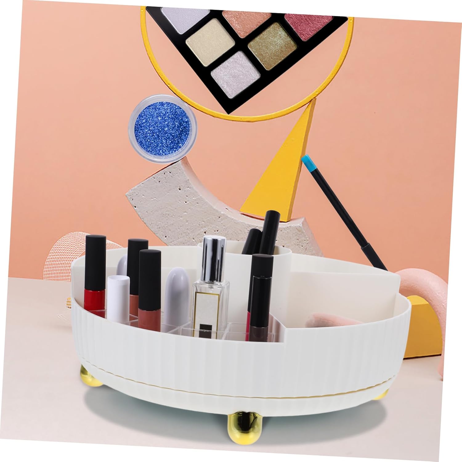 Makeup Rotating Organizer Elegant Desktop Storage Tray for Cosmetics Perfume Lotions Skincare Space-saving Design for Home Vanity Use