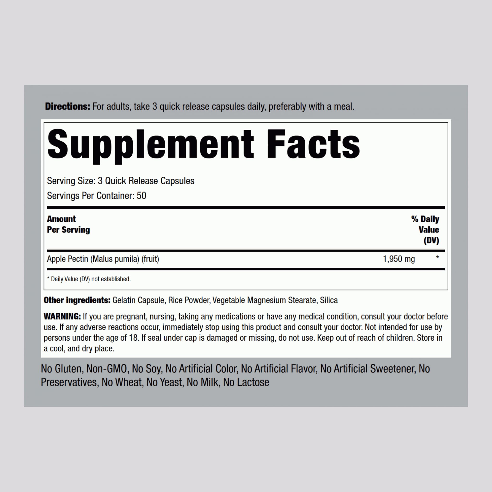 Piping Rock Apple Pectin Capsules 1950 mg | 150 Count | Dietary Supplement — Amazon image 2