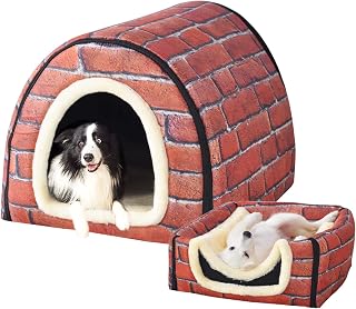 FOUIYIUTU Dog Bed,2 Ways to Use,Indoor Pet House with Fluffy Mat,Removable and Washable Cover,Splash-Proof House and Non-S... Price In India