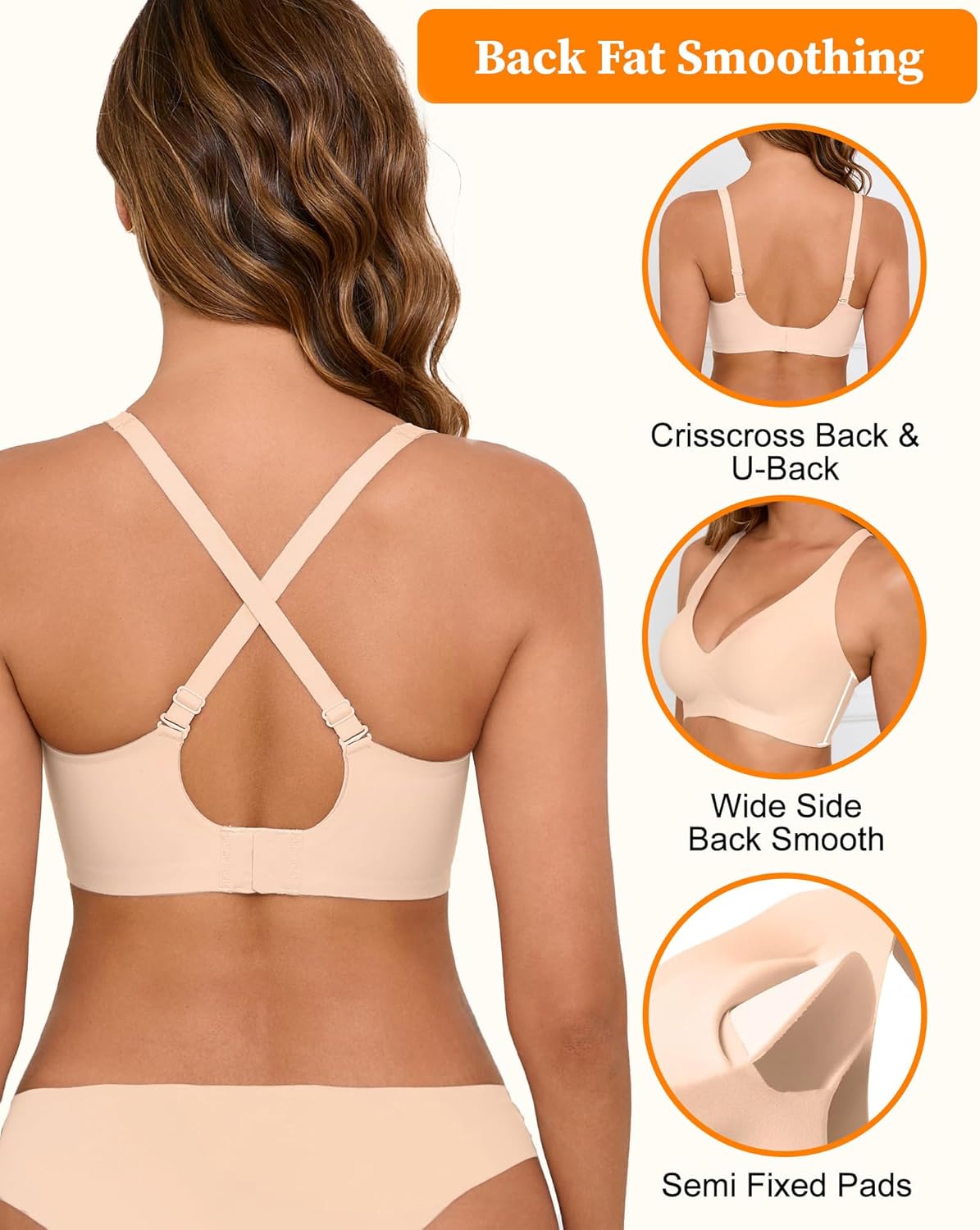 Womens Deep V Bras Wireless Comfortable Bra Supportive No Underwire Bras Tshirt Push Up Bralettes Plunge Seamless Bra - Image 3