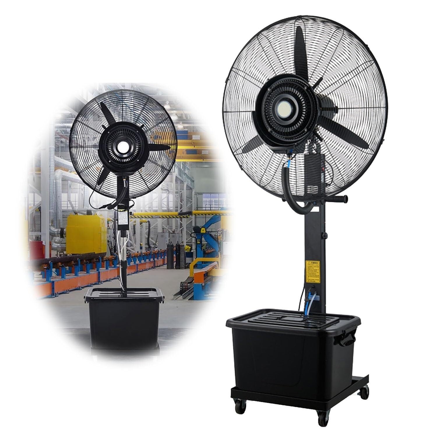asdchZen Portable Misting Fan, Oscillating Pedestal Fan With 11 Gallon Tank For Greenhouse, Outdoor Patio Cooling,One Color-550mm/22