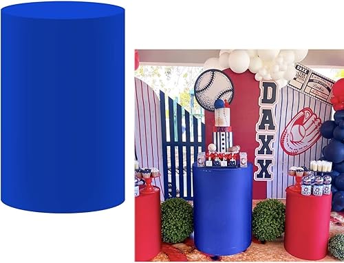Cubiertas de pedestal redondas color azul real sólido para fiesta de cumpleaños, cubierta de zócalo azul real, cubierta de cilindro de tela, baby