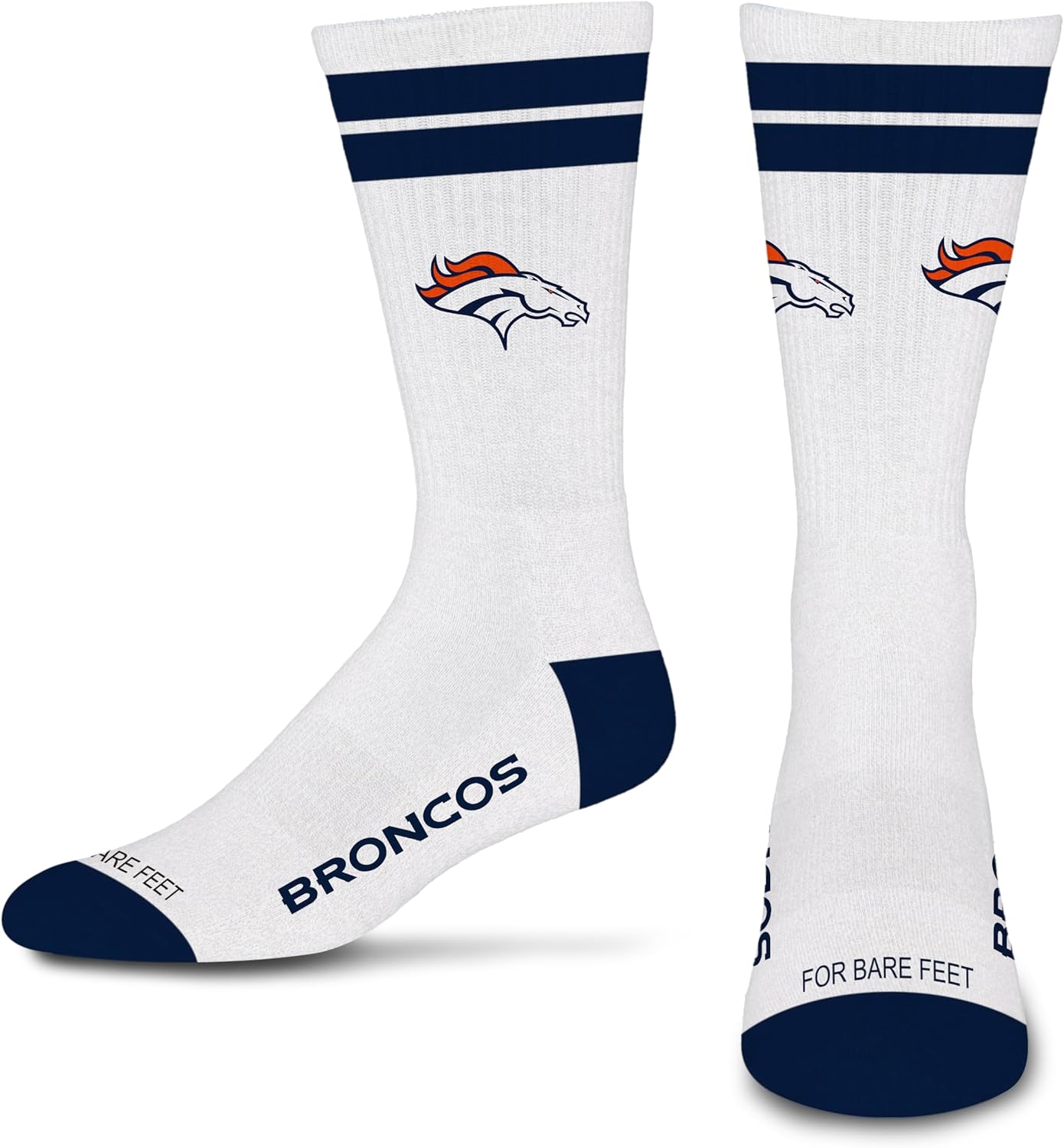 For Bare Feet NFL White Stripes Crew Sock YOUTH