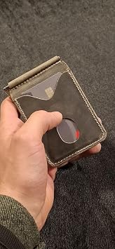 Men's Wallet Natural Leather Metal Money Clip Wallet & Card Holder Slim Card Holder (Grey)