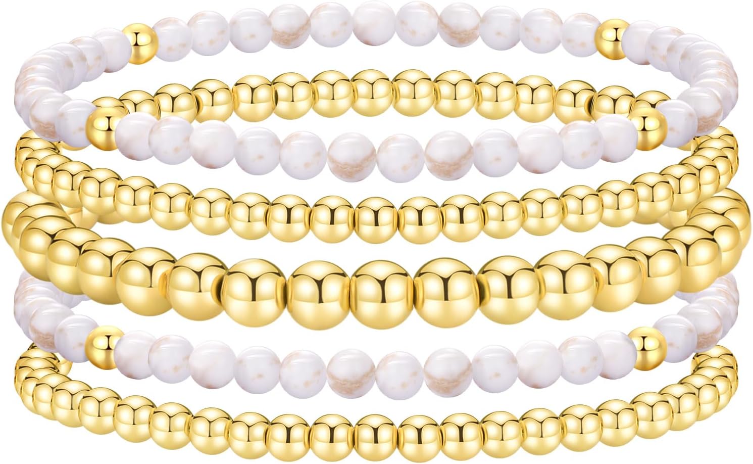 14K Gold Plated Bracelets for Women Non-Tarnish, 3-Layer Woven Beaded Bracelet for women, Stretch Trendy Jewelry 2025 for Yoga, Work, Parties, Everyday Wear, Gifts for Her