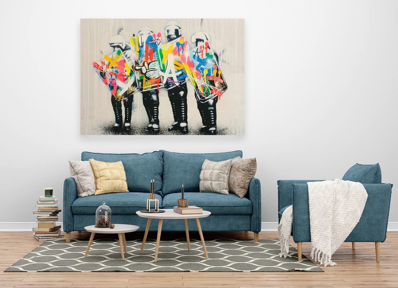 VERRE ART Wood Framed Canvas - Wall Decor for Living Room, Bedroom, Office, Hotels, Drawing Room (60in X45in) - Banksy Street Artist Graffiti Art