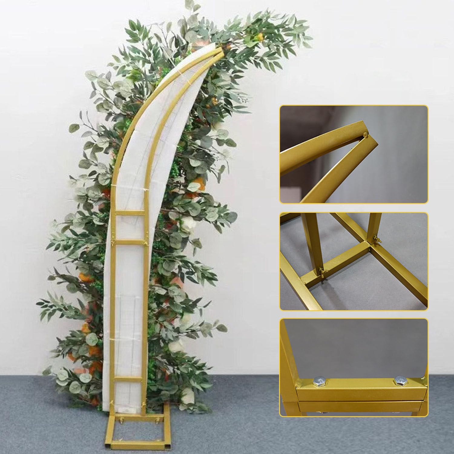 Set di cornici ad arco in metallo per decorazioni di matrimoni e compleanni, supporto superiore curvo per fotografia di palloncini e archi di fiori, bianco, 1,8 m e 2,1 m