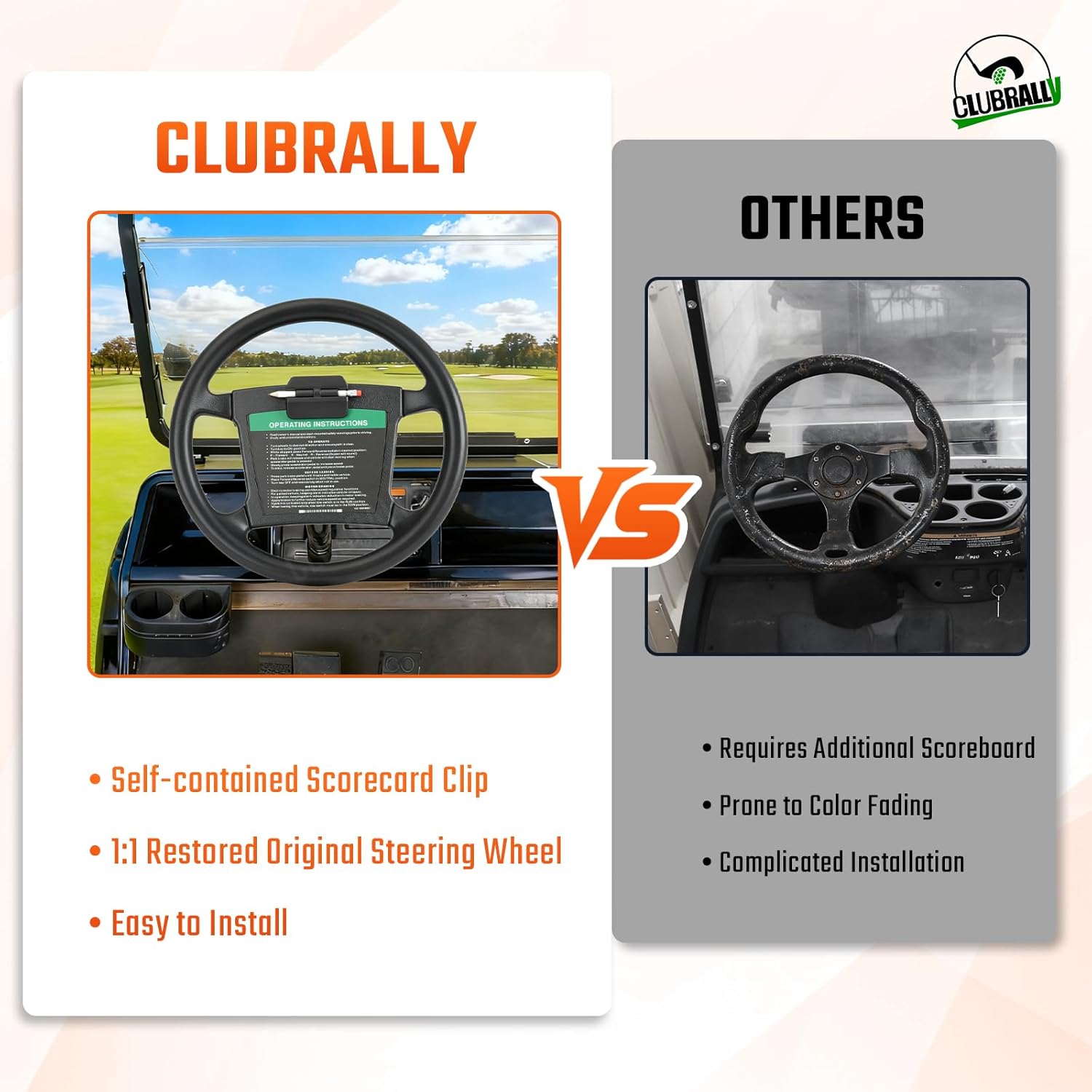 Club Car DS Steering Wheel Factory Style,13.77" Anti-Slip Golf Cart Steering Wheel Fits for Club Car DS,OEM#1016156/102518001/101621601