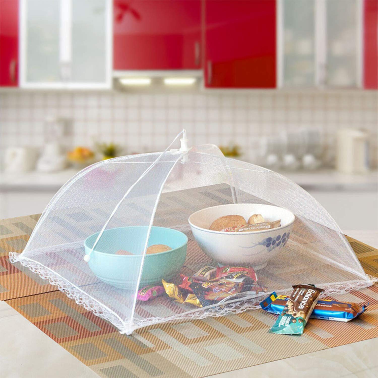 Pwsap 4 Pack Coprivivande a Rete Pieghevole AntiInsetti Copri Alimenti Copertura Tende Ombrello Pop-up Tenda Copertura Alimenti Tenere all' Aperto Cibo Copertura Fuori Mosche, Bug, Zanzare, 35 * 35cm
