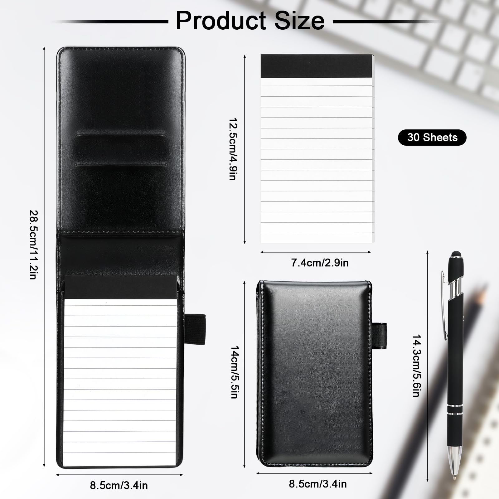 ZWQLZG Pocket Notebook A7, Mini Notepad Set, Included A7 Pu Leather Notebook 1 Metal Pen and 30 Lined Paper - Image 2