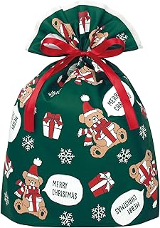 インディゴ クリスマス ラッピング袋 グリーティングバッグLL ギフトベア ダークグリーン XG076