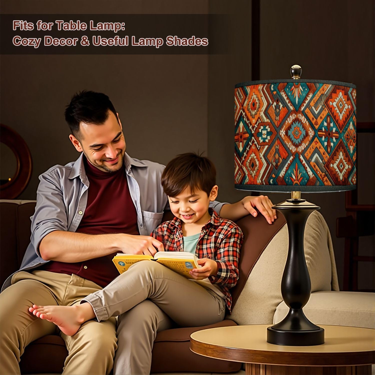 Lampshades Lamp Shades Boho 1 Pack Native American Indian Ornament Geometric Ethnic Textile Diamond Light Shade for Table Lamps Floor Lamps Drum Lamp Shades Lampshade Replacement