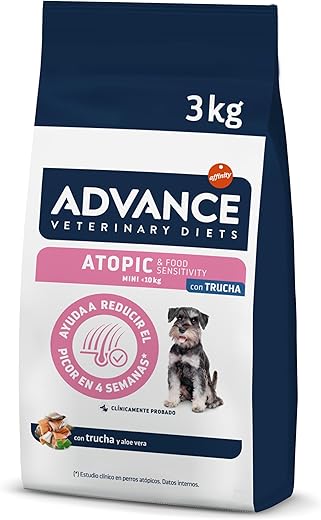 Advance Veterinary Diets – Pienso para perros cachorros y adultos pequeños Advance Atopic Mini Dietas Veterinarias. 3 Kg