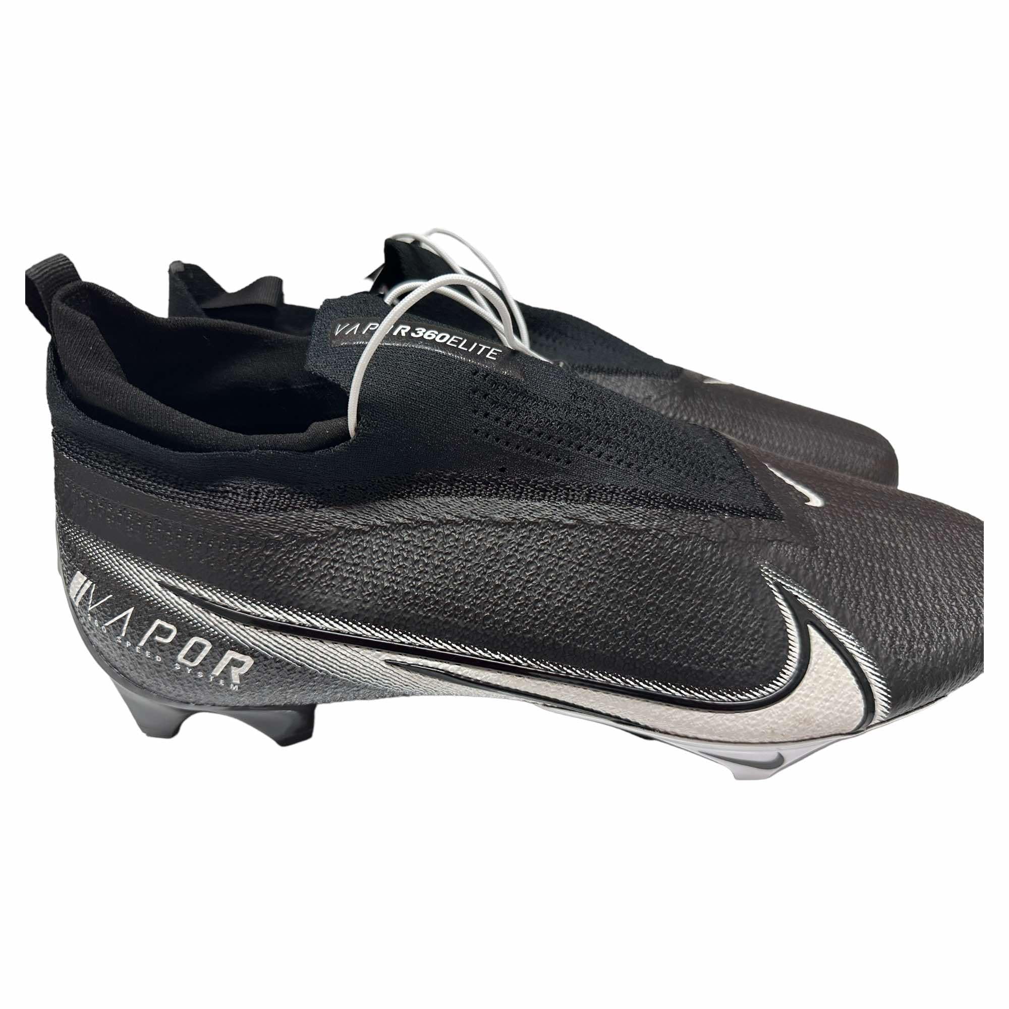Nike Men's Vapor Edge Elite-360 Flyknit Football Cleats Shoes Black/White #CV6282-009 - Size Men's 16