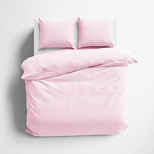 AYANSHI BEDDING Funda de edredón tamaño Cal King, color rosa bebé, juego de funda de edredón de microfibra cepillada suave con cierre de cremallera,
