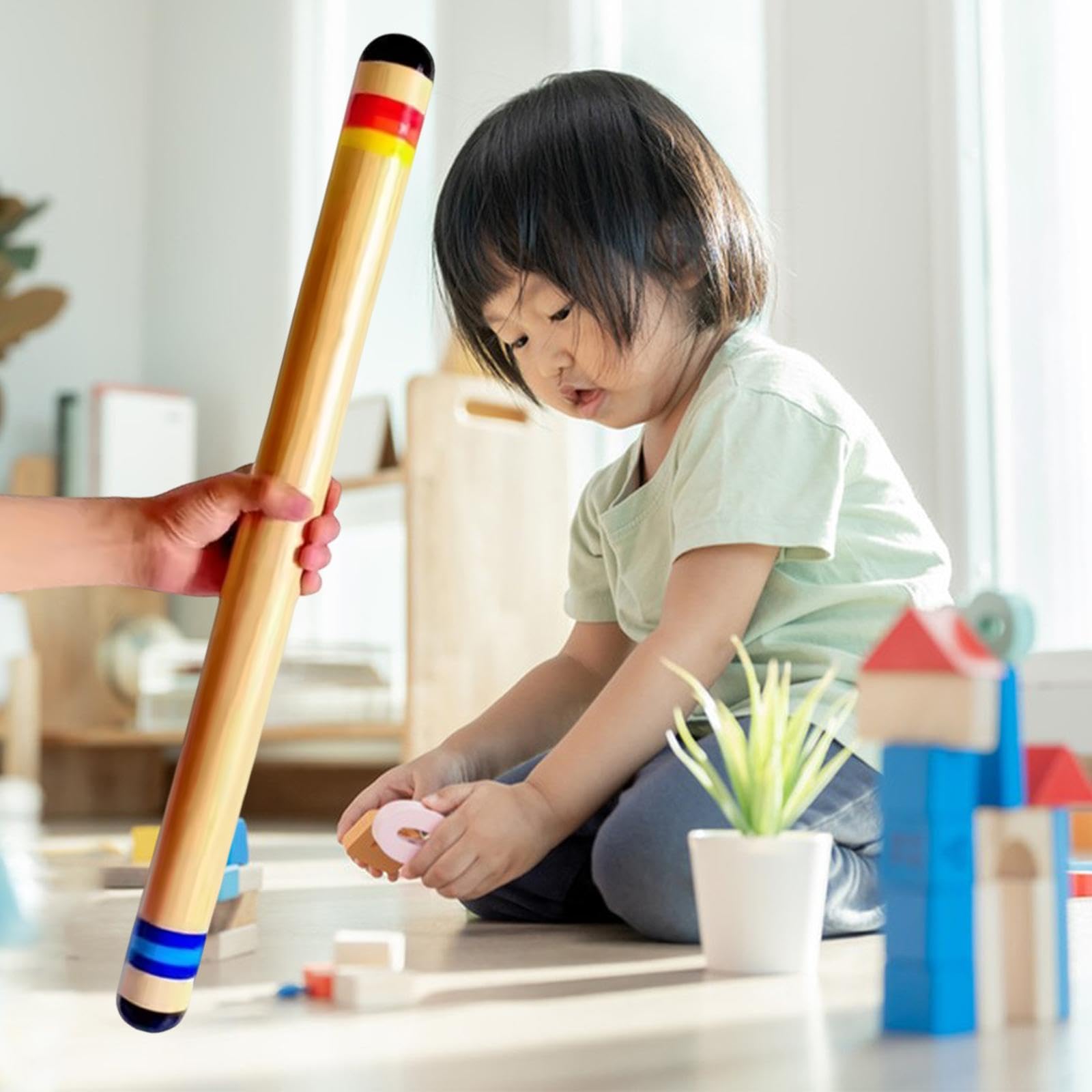 Bâtons de Pluie, Hochet, Tube Musical Rainfall, Instrument de Percussion pour L'éveil Musical, Générateur de Pluie pour Les Tout-Petits, 60cm