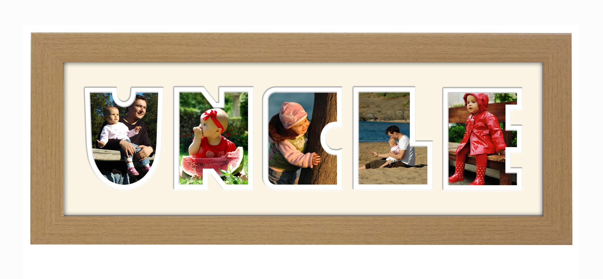 Photos In A Word Oak Finish Frame Cream - White Mount Uncle Photo Frame Word Name Photo Frame (Oak Finish Frame Cream - White Mount)