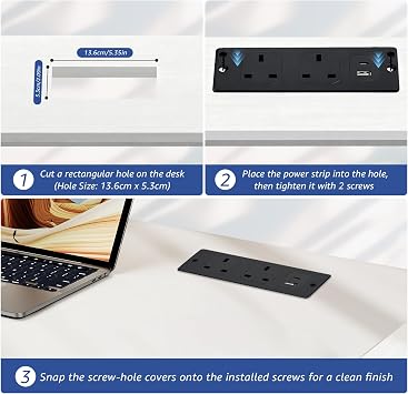 Recessed Power Socket with USB C/A PD20W,for Furniture Office Desk