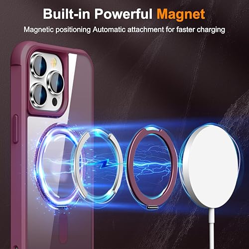 Miniatura 3 de Funda para iPhone 1213 Pro Max con soporte de anillo magnético giratorio de 360 compatible con MagSafe protección de grado militar translúcida mate